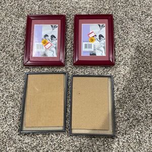 MSet of 4 picture frames- maroon red & shiny charcoal grey